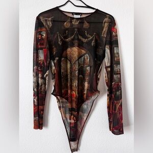 Zara Vintage Art Print Mesh Top